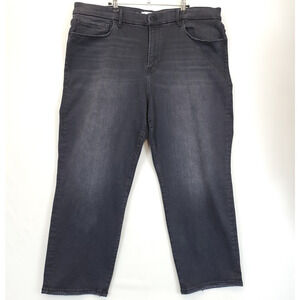 Good American Black Denim Straight Fit‎ High Rise Women 28/32 Black Grunge Pants